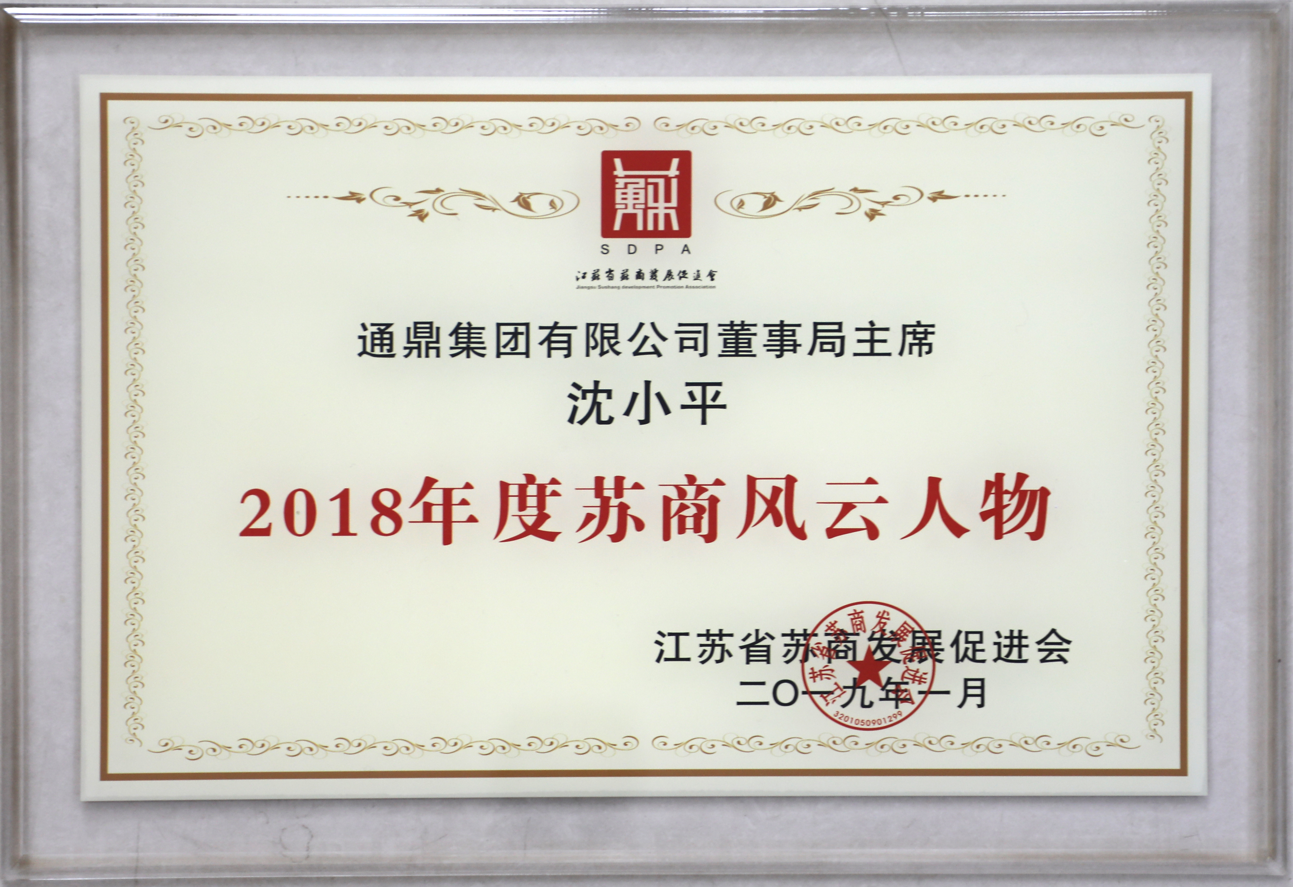 董事長(cháng)沈小平榮獲“2018年度蘇商風(fēng)云人物”
