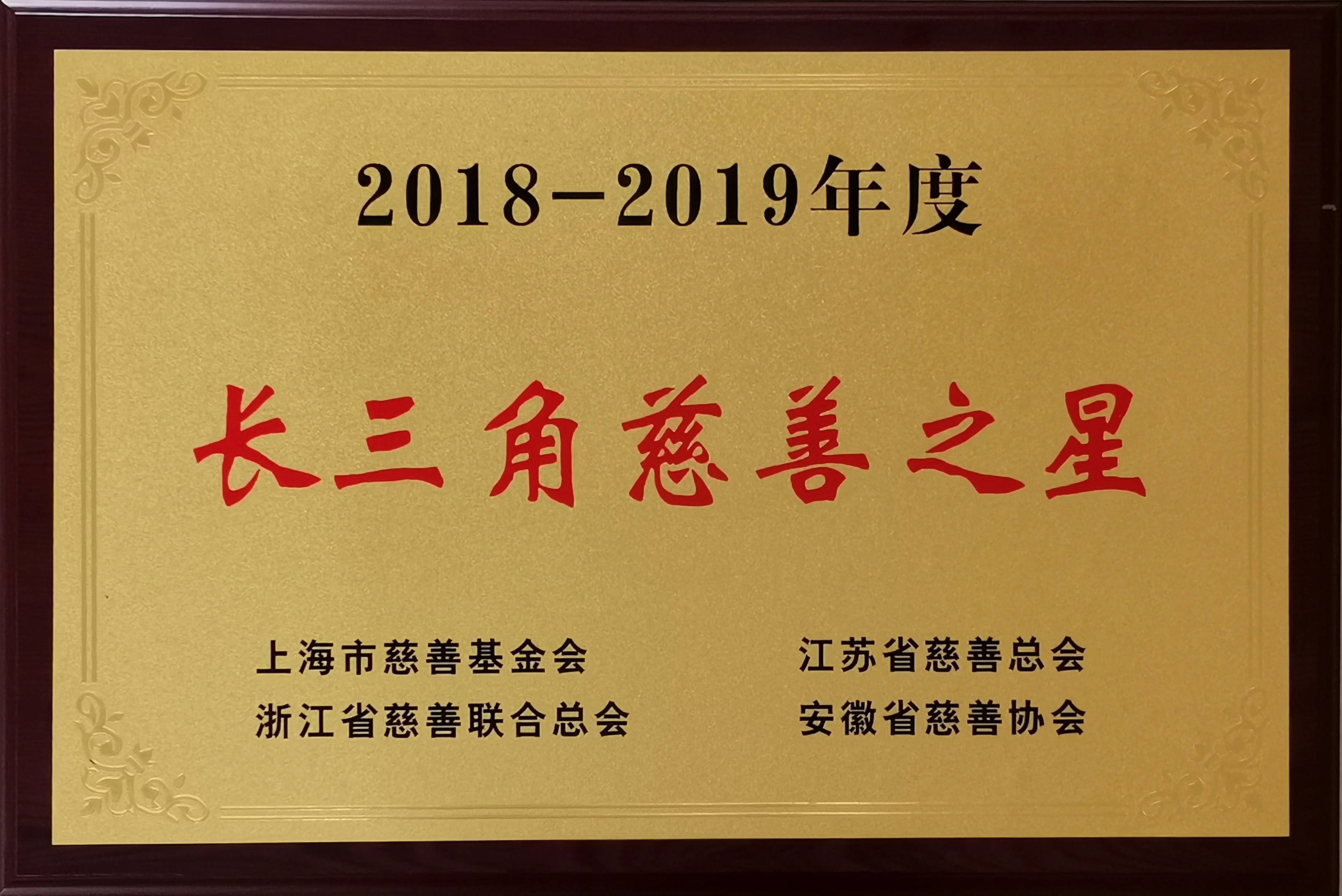 董事長(cháng)沈小平榮獲“2018-2019年度長(cháng)三角慈善之星”榮譽(yù)稱(chēng)號
